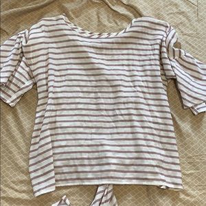 Cute tie-back striped Express flowy blouse